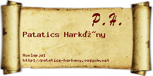 Patatics Harkány névjegykártya